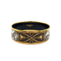 Hermes Enamel GM Horse Motif Gold Black Bangle Bracelet