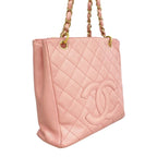 Chanel Shoulder Bag Quilted Caviar Leather Pink Gold — view 2