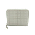 Celine Compact Zip Wallet Mini Zip Around Coin Purse Quilted Gray