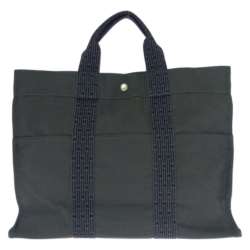 Hermes Her Line MM Gray Silver Canvas Tote