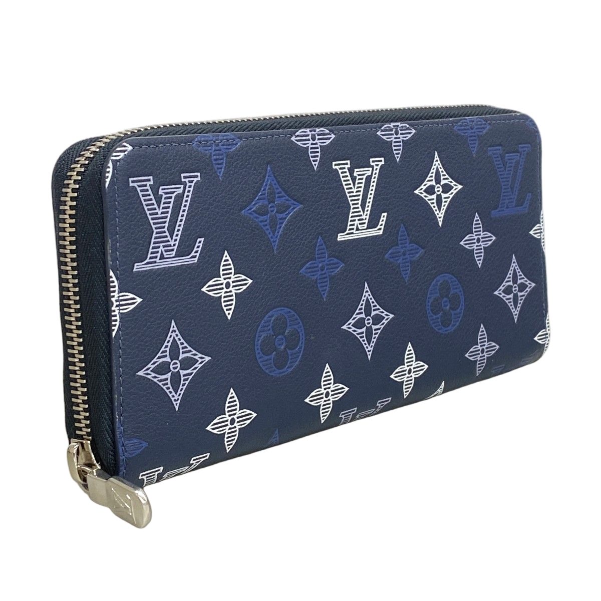 Louis Vuitton Wallet Monogram Shadow Zippy Horizontal Navy Blue — view 2
