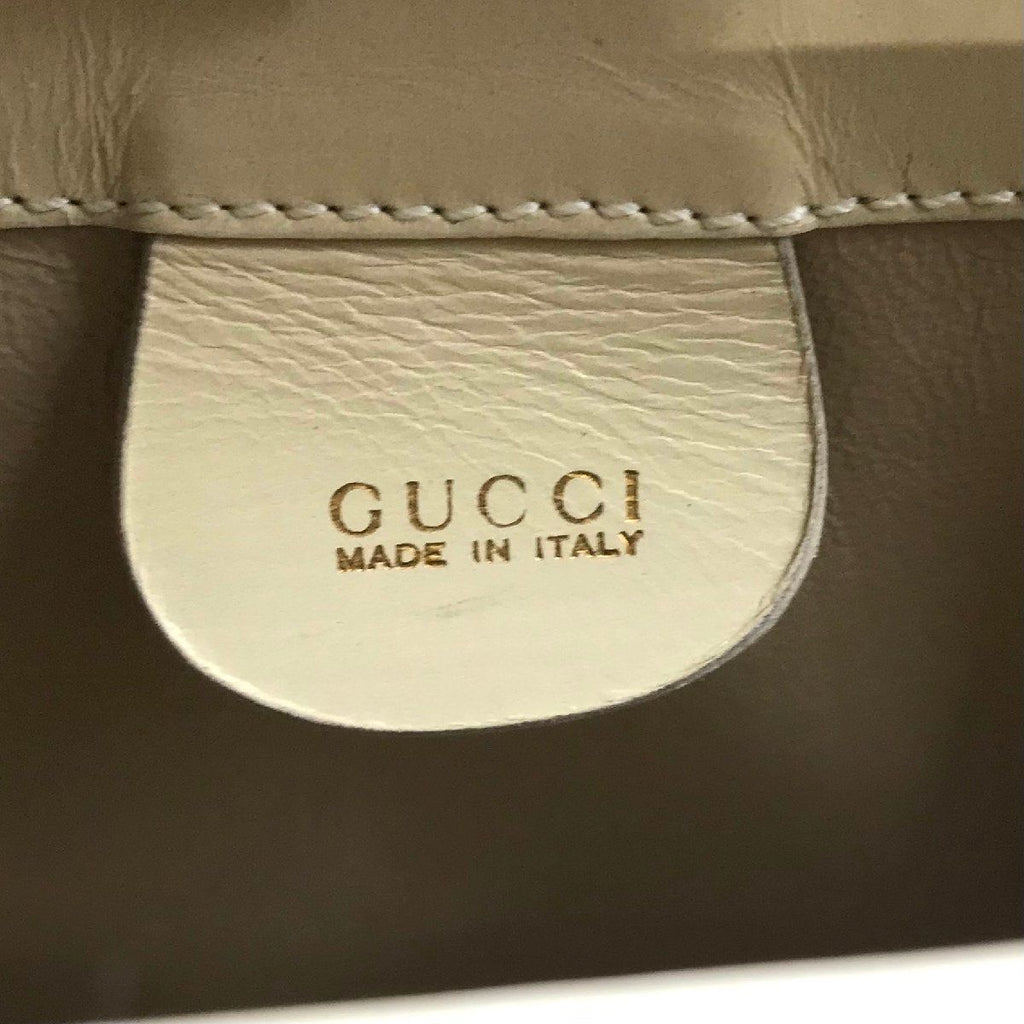 Gucci Vintage Leather Hand Bag Ivory — view 8