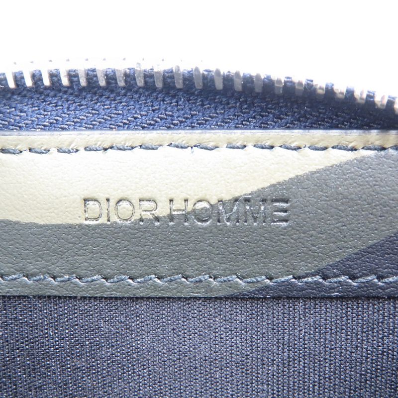 Dior Homme Leather Silver Hardware Navy Orange Round Zipper Coin Case 0559 — view 5