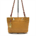 Chanel Lambskin Bicolor Quilted Chain Shoulder Bag Yellow Purse