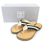 Chanel Entre Doigts CC Logo Wood Thong Sandals Beach Beige — view 2