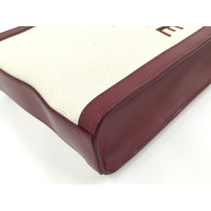 Celine Mini Vertical Cabas 2-Way Handbag Canvas Leather Ivory Bordeaux — view 3