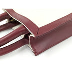 Celine Mini Vertical Cabas 2-Way Handbag Canvas Leather Ivory Bordeaux — view 4