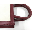 Celine Mini Vertical Cabas 2-Way Handbag Canvas Leather Ivory Bordeaux — view 6
