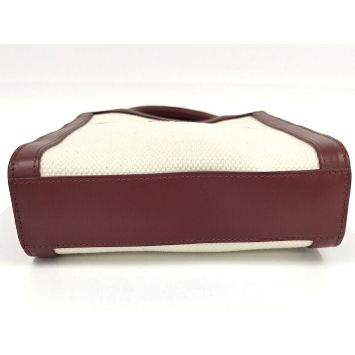 Celine Mini Vertical Cabas 2-Way Handbag Canvas Leather Ivory Bordeaux — view 7
