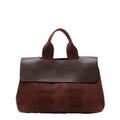 Hermes Valparaiso PM Tote Brown Toile Chevron Leather