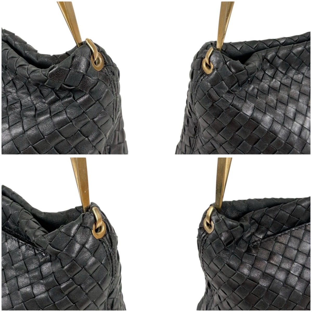 Bottega Veneta Intrecciato Leather Shoulder Bag Black Hobo — view 5