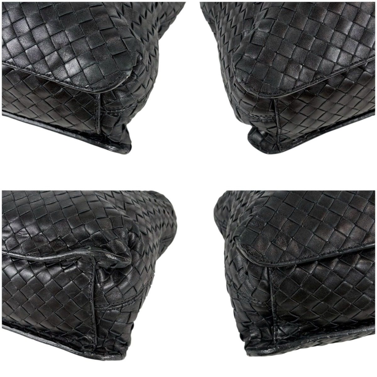 Bottega Veneta Intrecciato Leather Shoulder Bag Black Hobo — view 6