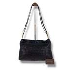 Bottega Veneta Intrecciato Leather Shoulder Bag Black Hobo