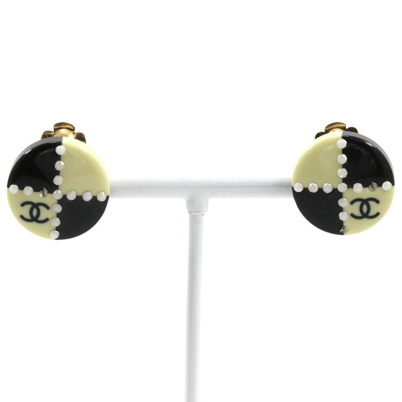Chanel Coco Mark Bicolor Plastic Gold Plated Black White 02 a 6.9