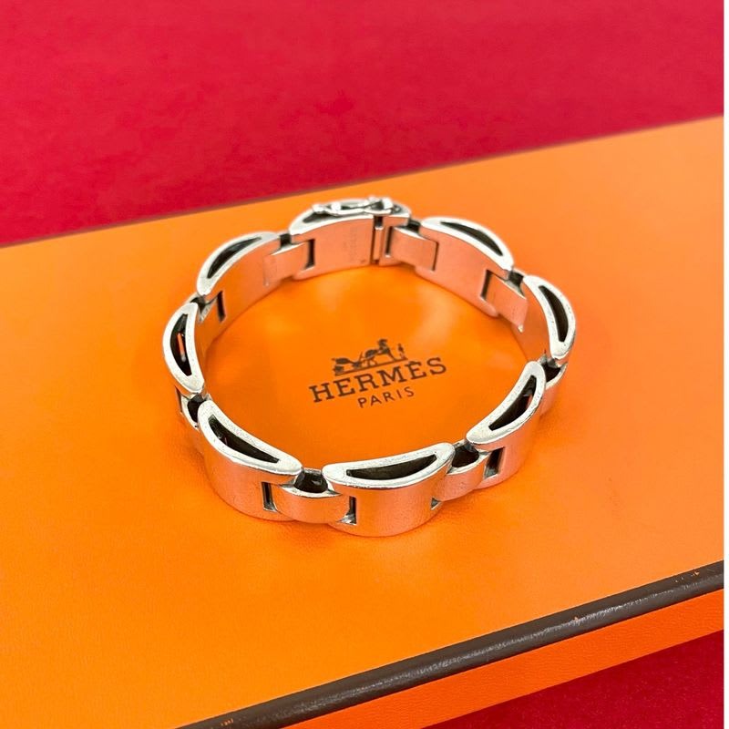 Hermes Luna Park Silver 925 Bracelet Bangle Accessories 28629 — view 2