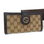 Gucci Long Wallet Interlocking G Brown GG Canvas Leather W Hook