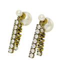 Dior Ja Earrings Gold GP Faux Pearl Rhinestone