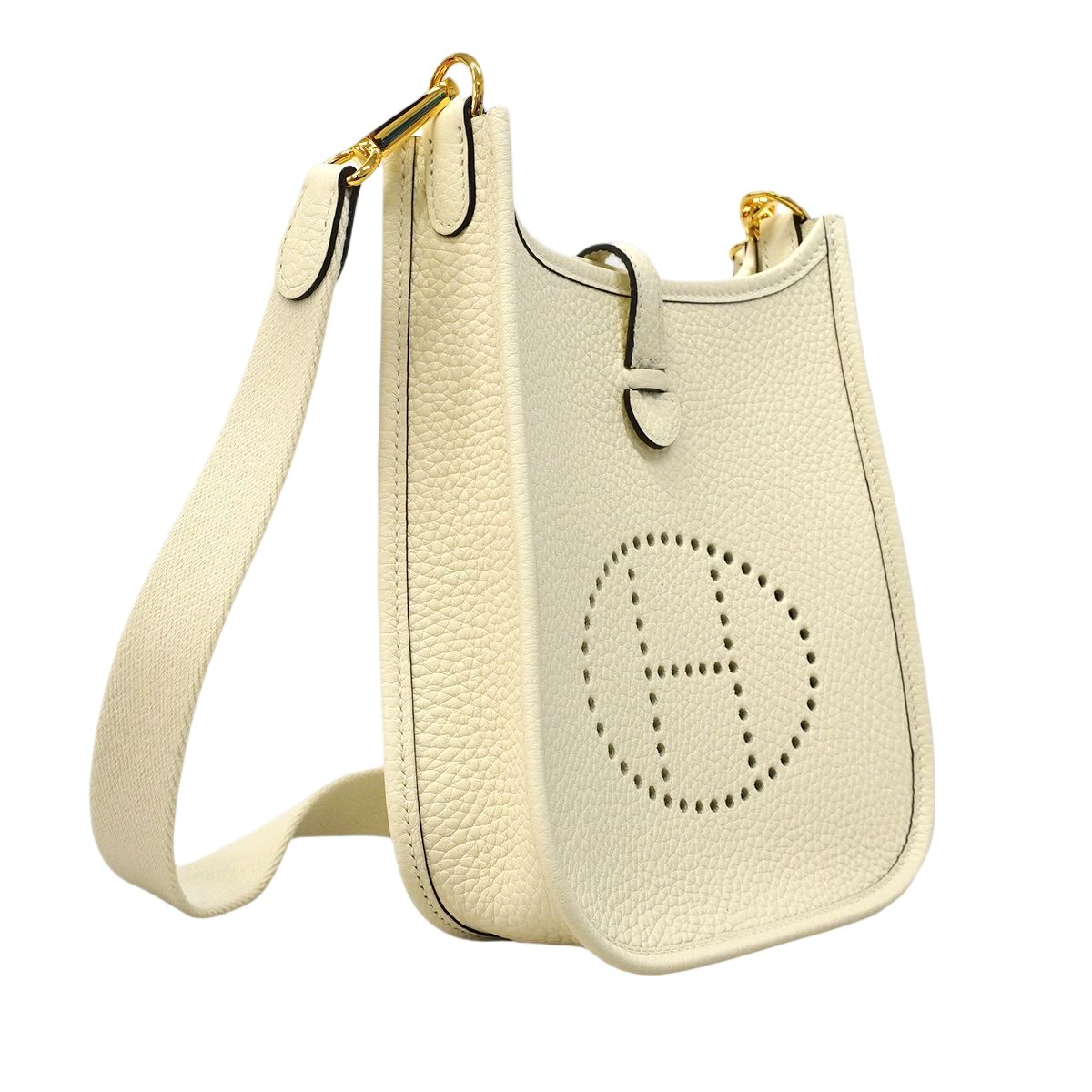 Hermes Shoulder Bag Evelyne TPM Taurillon Clemence Cream Gold — view 2