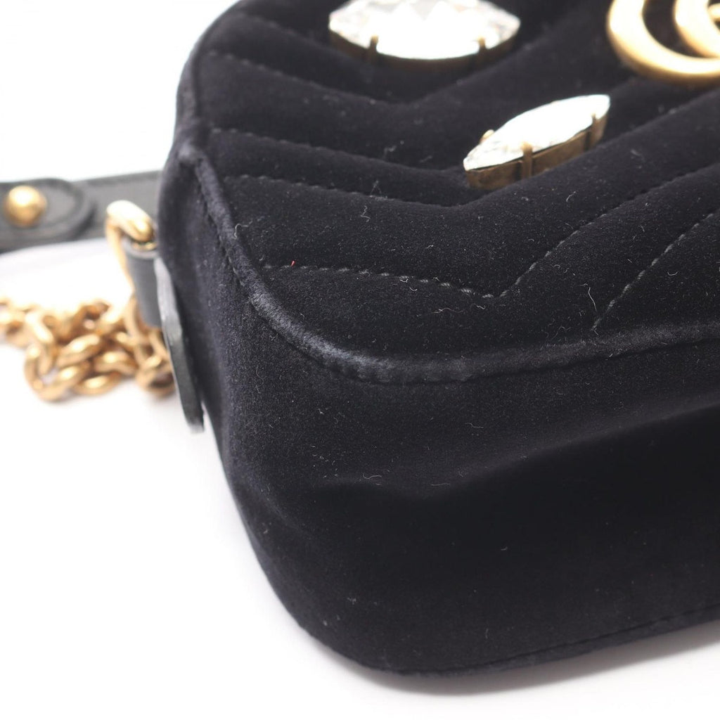 Gucci Shoulder Bag GG Marmont Quilted Black Fabric Leather — view 7