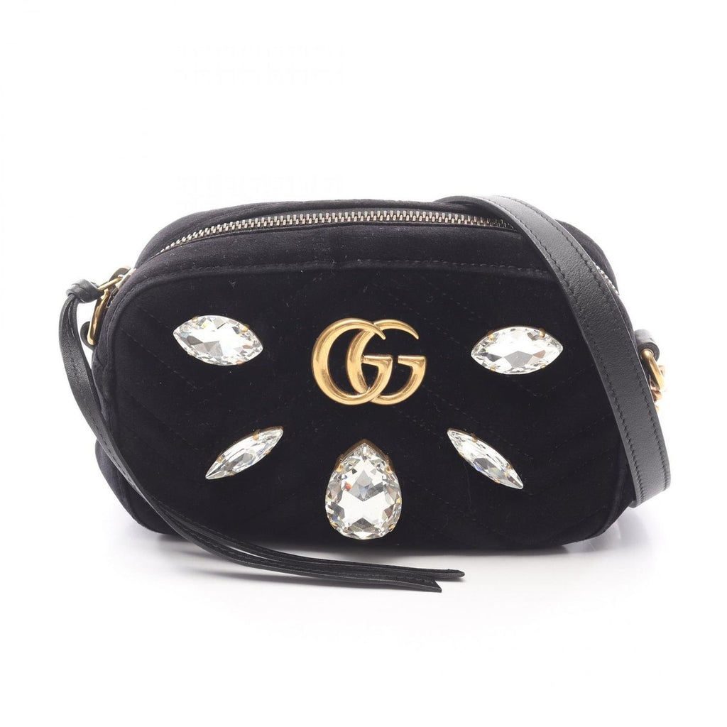 Gucci Shoulder Bag GG Marmont Quilted Black Fabric Leather
