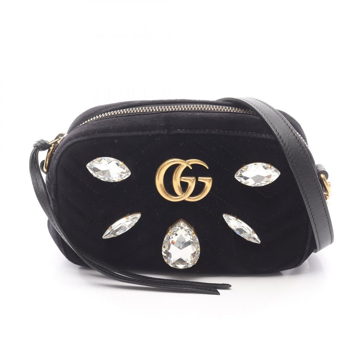 Gucci Shoulder Bag GG Marmont Quilted Black Fabric Leather