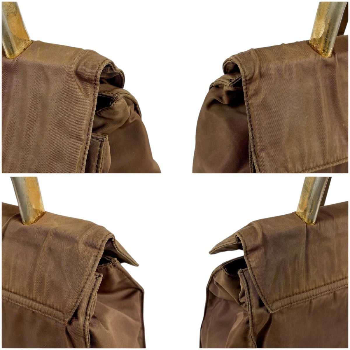 Prada Triangle Logo Top Handle Bag Handbag Tessuto Nylon Brown — view 5