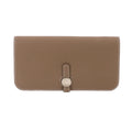 Hermes Dogon Long Bifold Wallet Togo Etoupe Silver