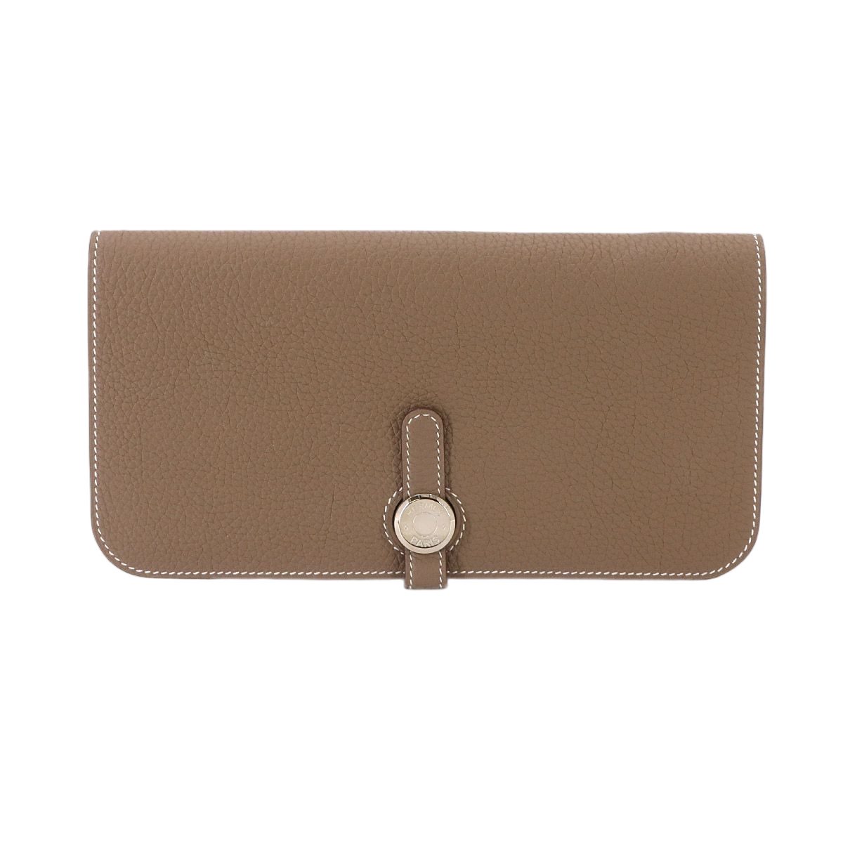 Hermes Dogon Long Bifold Wallet Togo Etoupe Silver