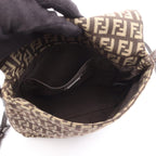 Fendi Shoulder Bag Zucchino Brown Beige Canvas Leather — view 3