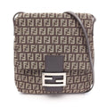 Fendi Shoulder Bag Zucchino Brown Beige Canvas Leather