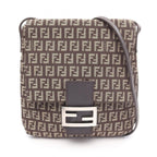 Fendi Shoulder Bag Zucchino Brown Beige Canvas Leather