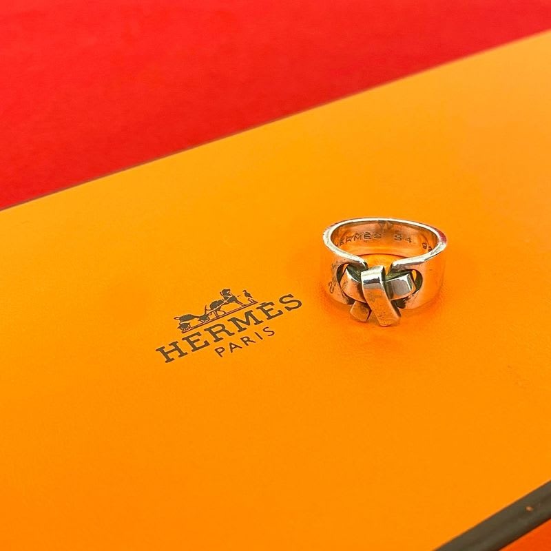 Hermes Russet Ring Ribbon Motif Silver 925 No 12 Accessories Small Items — view 3