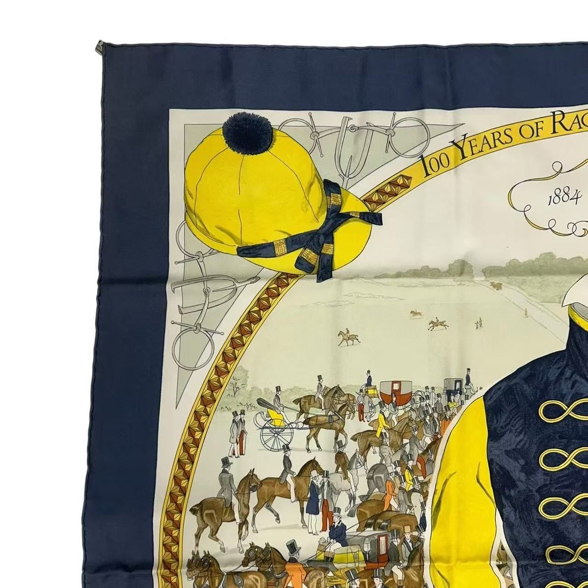 Hermes Carre 90 Scarf Hong Kong Horse Racing Anniversary 100 Years of in Gray — view 3