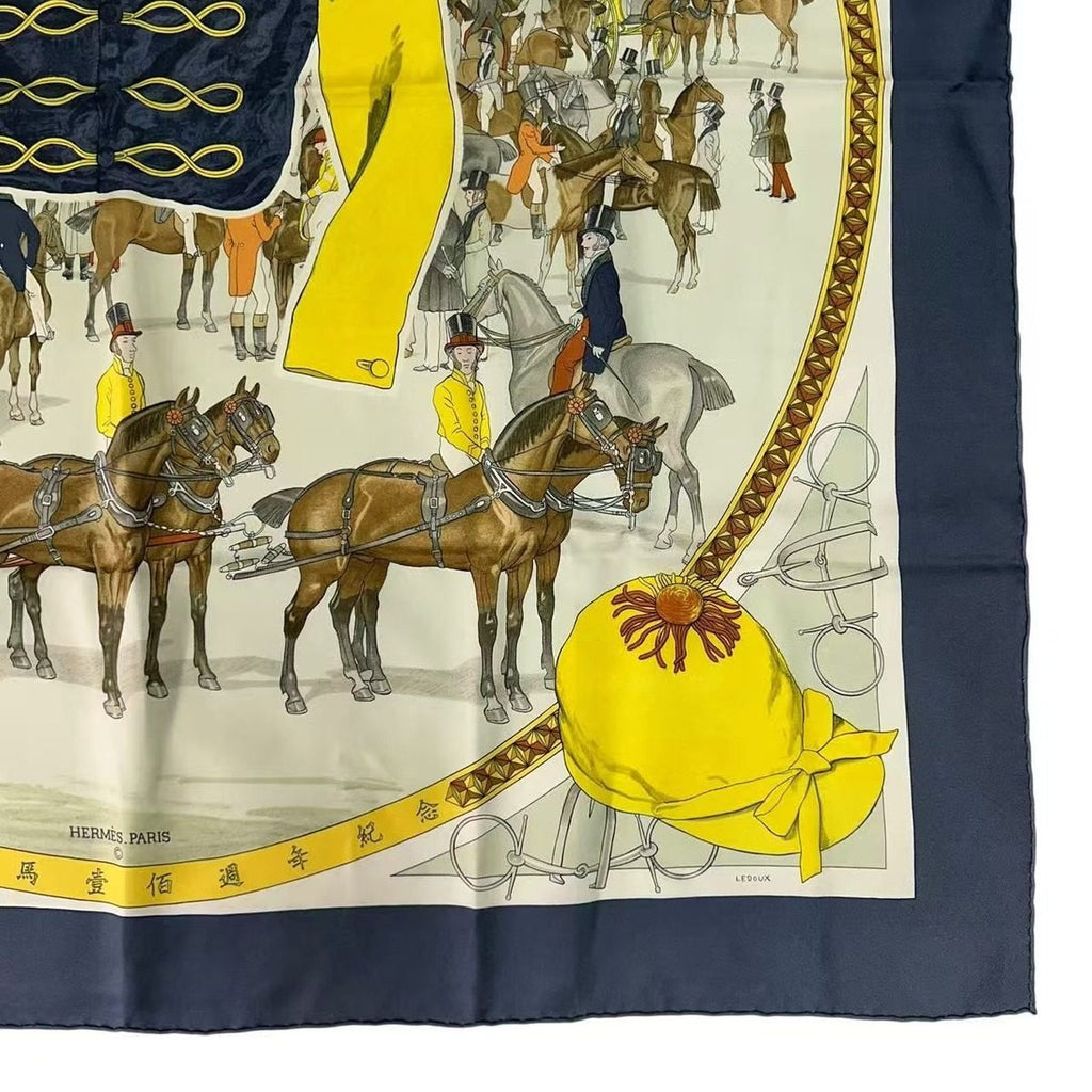 Hermes Carre 90 Scarf Hong Kong Horse Racing Anniversary 100 Years of in Gray — view 6