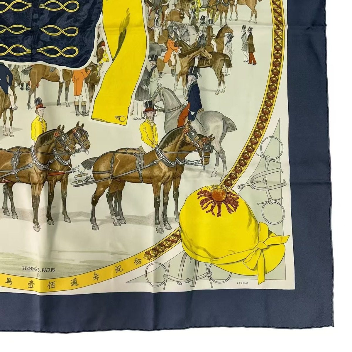 Hermes Carre 90 Scarf Hong Kong Horse Racing Anniversary 100 Years of in Gray — view 6