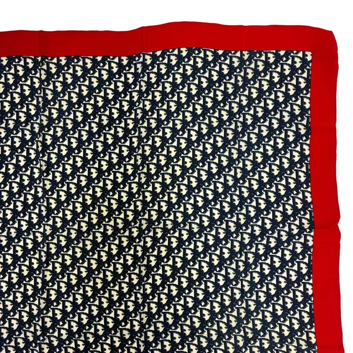 Dior Christian Trotter Pattern Silk Scarf Navy Red — view 3