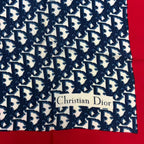 Dior Christian Trotter Pattern Silk Scarf Navy Red — view 6