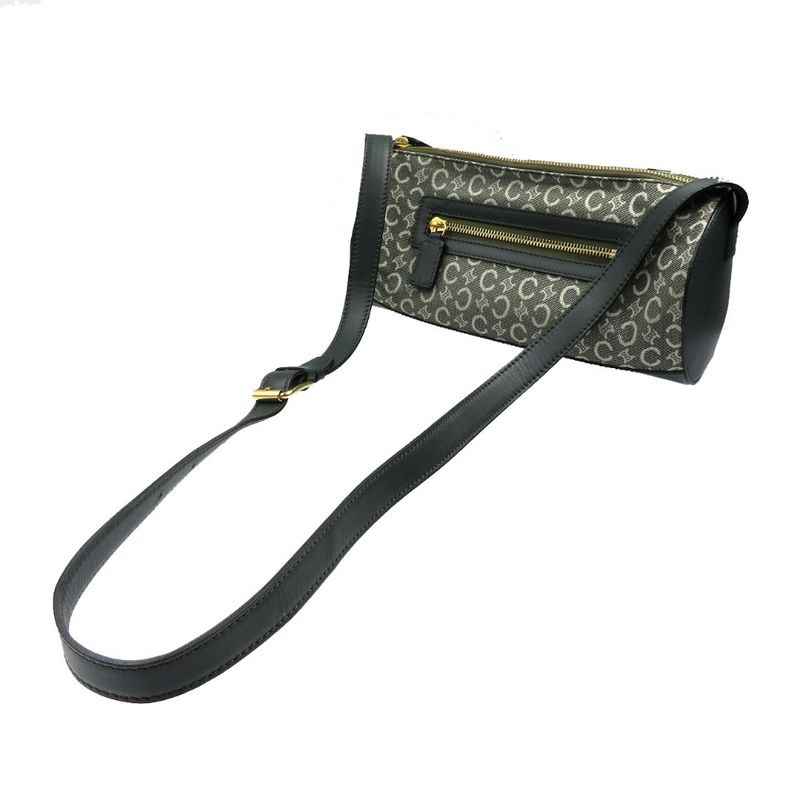 Celine C Macadam Pattern Canvas Leather Gold Hardware Olive Green Shoulder Bag — view 3