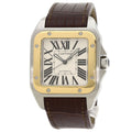 Cartier Santos 100 LM Watch SS Leather 18K Yellow Gold