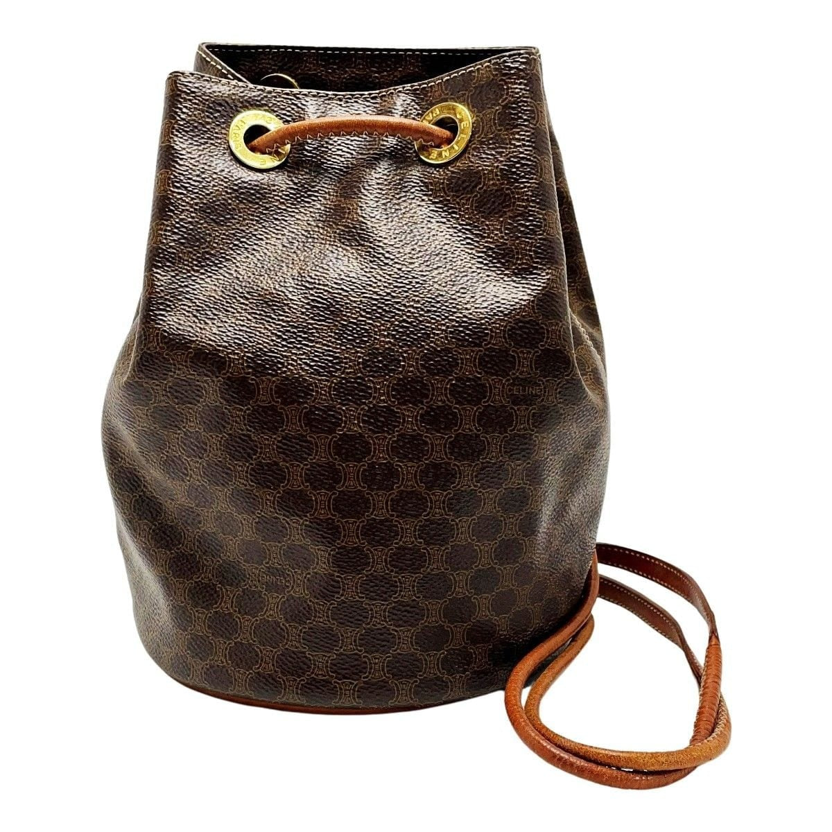 Celine Macadam Pattern T06 Brown Backpack Vintage Leather
