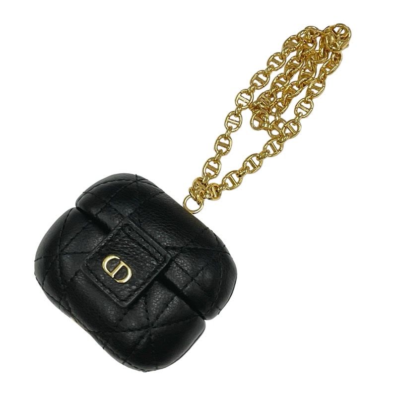 Christian Dior Cannage Black Gold CD Chain Airpods Case — view 2