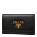 Prada Saffiano Quadruple Strand Key Case Black Key Holder