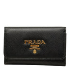 Prada Saffiano Quadruple Strand Key Case Black Key Holder