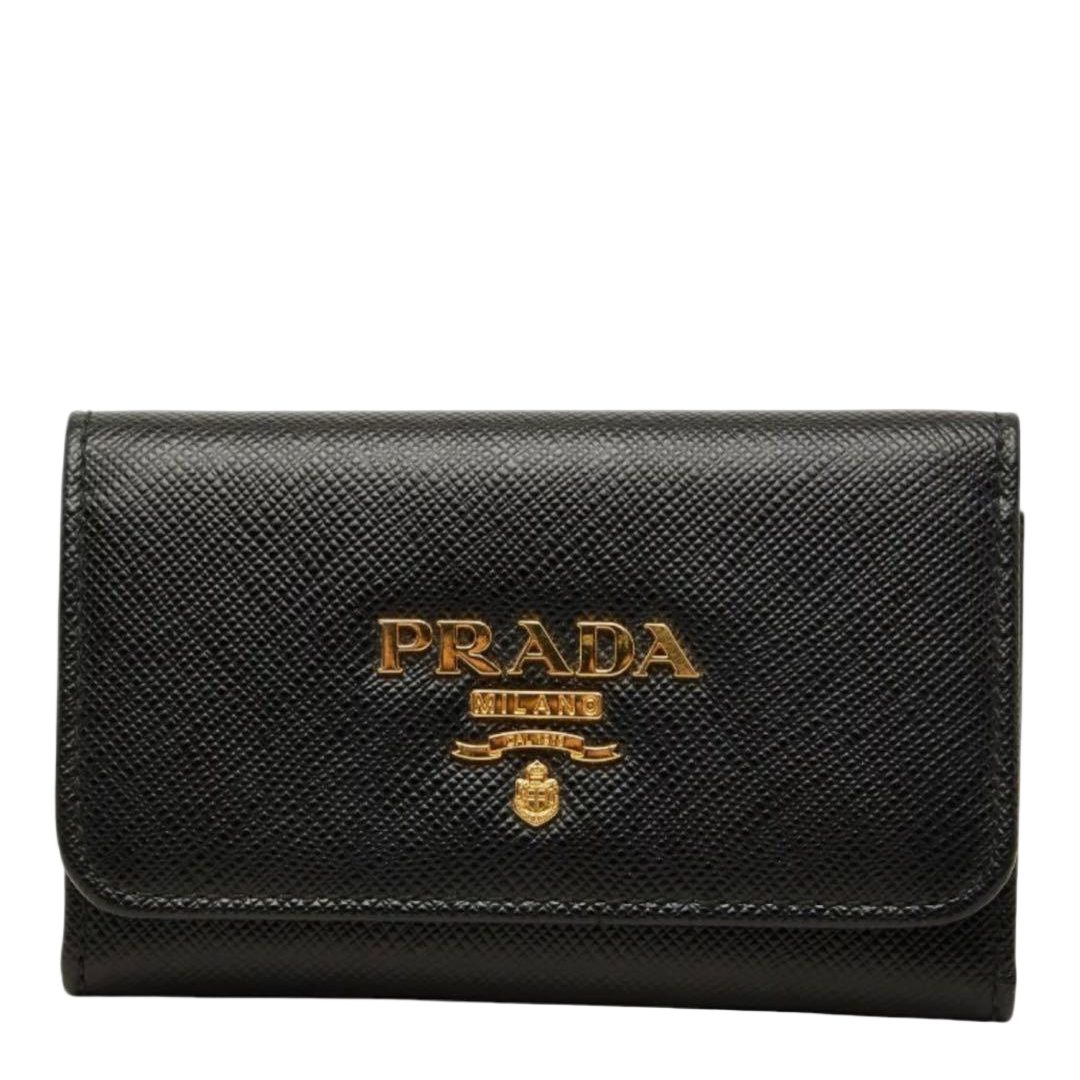 Prada Saffiano Quadruple Strand Key Case Black Key Holder