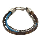 Louis Vuitton Treble Damier Leather Brown Blue Bracelet 0002 — view 6