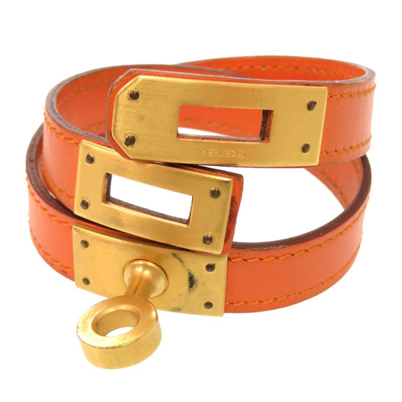 Hermes Kelly Dubreuil Swift Orange Gold Hardware Bracelet 0902 — view 4