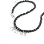 Celine Necklace Pendant Choker Black Silver Logo Onyx — view 2