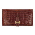 Hermes Bearn Souffle Porosus Shine Wallet Brown Tone