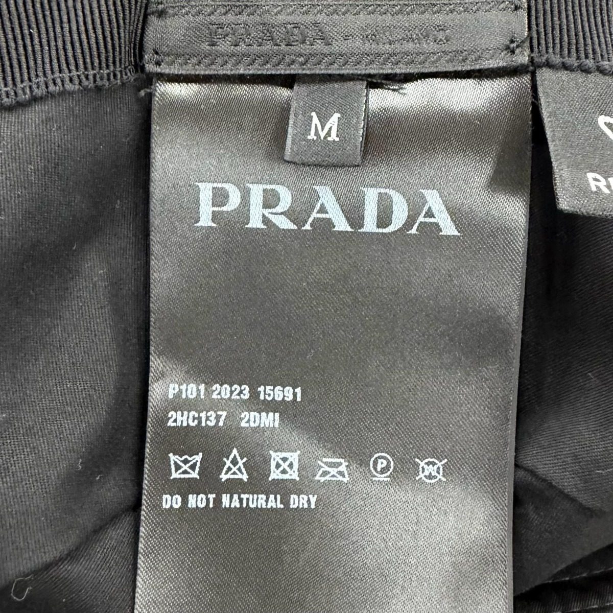 Prada Re-Nylon Leather Triangle Logo Bucket Hat Black — view 9
