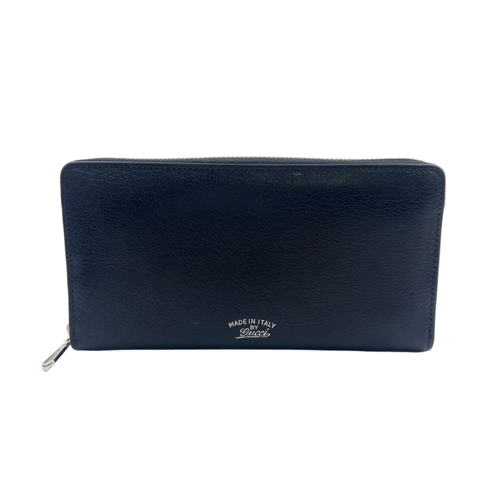 Gucci Lila Zip Around Leather Black Wallet Silver